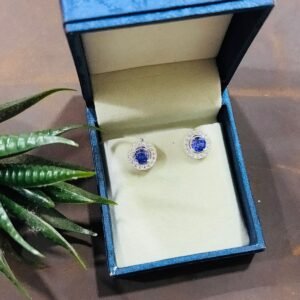 Elegant Silver Round Purple Gemstone Stud