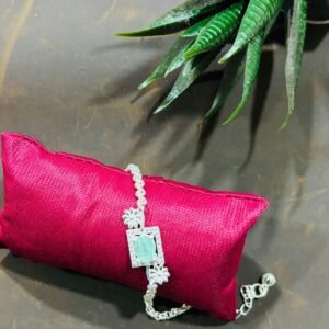 Silver Green Stone Bracelet