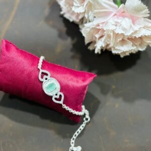 Silver Meadow Green Stone Bracelet