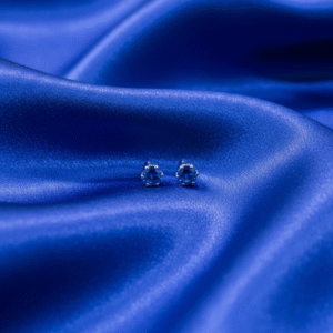 Blue Petite Silver Round Stud Earrings