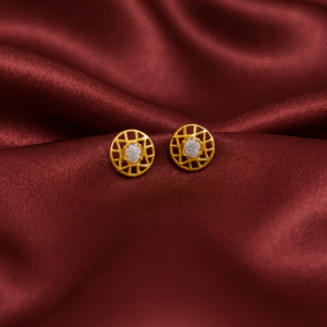 Round Sparkle Touch Gold Earrings