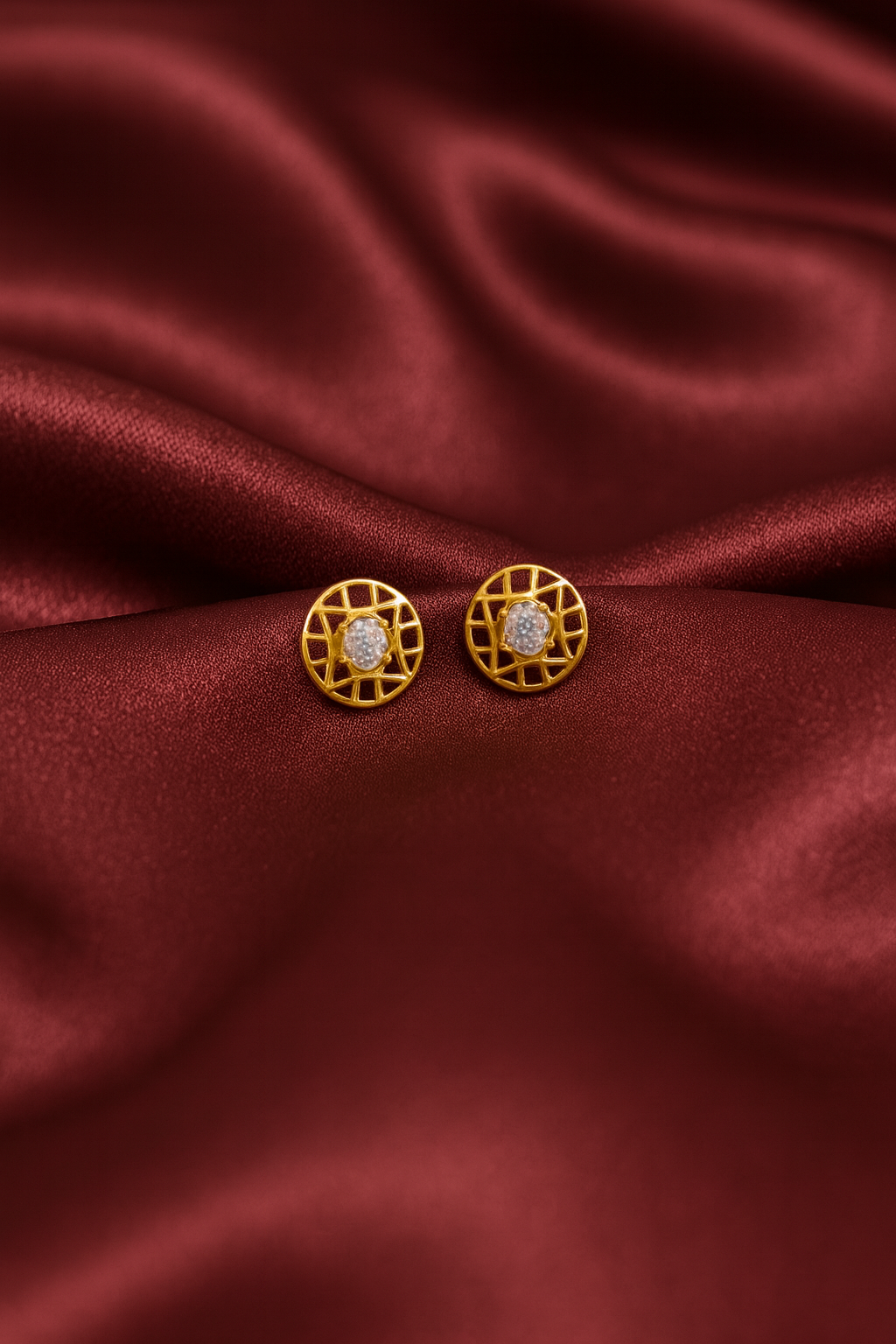 Round Sparkle Touch Gold Earrings