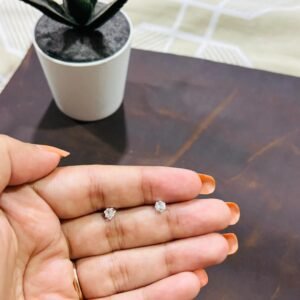 White Petite Silver Round Stud Earrings