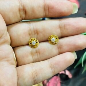 Round Sparkle Touch Gold Earrings