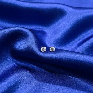 White Petite Silver Round Stud Earrings