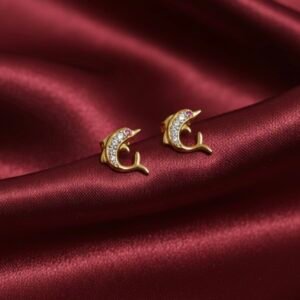 Sea Breeze Dolphin Gold Earrings