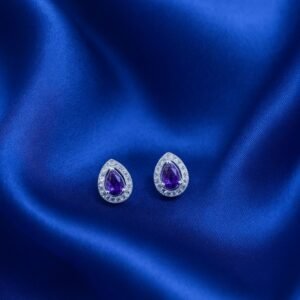 Eliptic Silver Purple Gemstone Stud